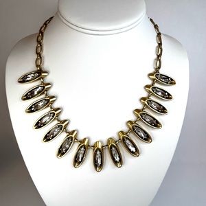 J. Crew Gold & Rhinestone Necklace and Black & Gold Bracelet Bundle